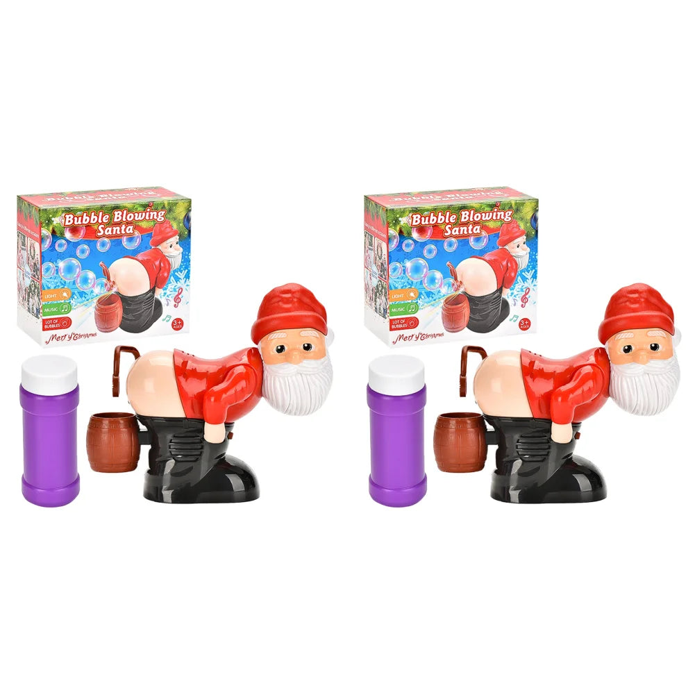 2 Santas pack: two Santa bubble machines, each with a gift box and a bubble bottle.